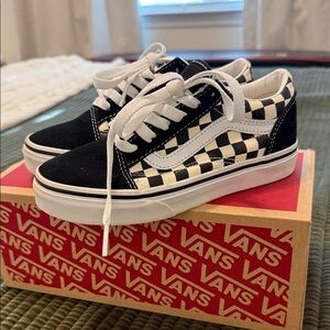Vans Kids Black and White Checkered Sneakers